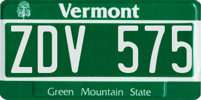 VT license plate ZDV575