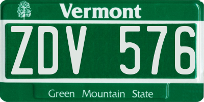 VT license plate ZDV576