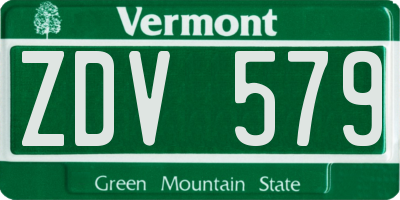 VT license plate ZDV579