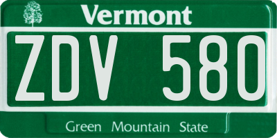 VT license plate ZDV580