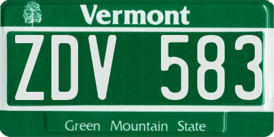 VT license plate ZDV583
