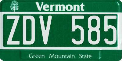 VT license plate ZDV585