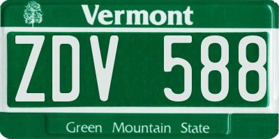 VT license plate ZDV588
