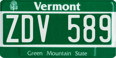 VT license plate ZDV589