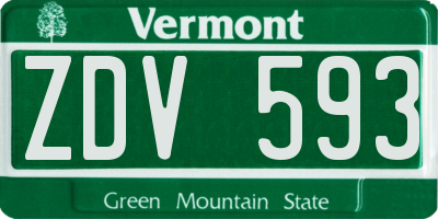 VT license plate ZDV593