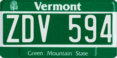 VT license plate ZDV594