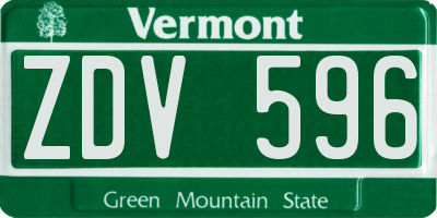 VT license plate ZDV596