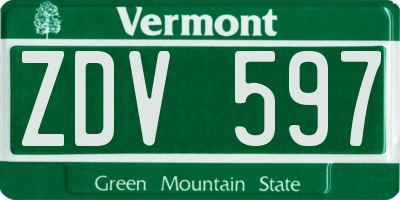 VT license plate ZDV597