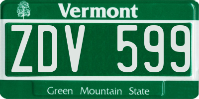 VT license plate ZDV599