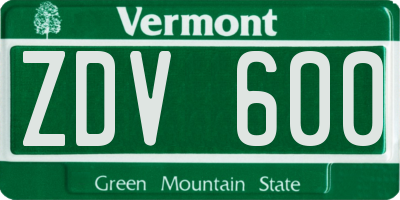 VT license plate ZDV600