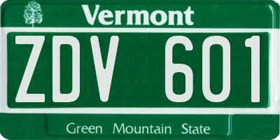 VT license plate ZDV601