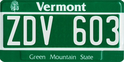 VT license plate ZDV603