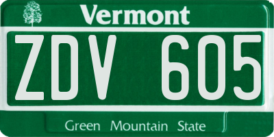 VT license plate ZDV605