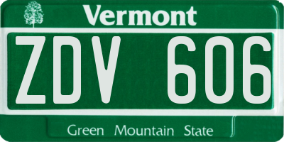 VT license plate ZDV606