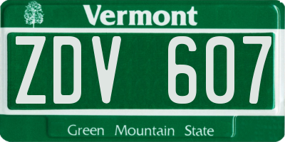 VT license plate ZDV607