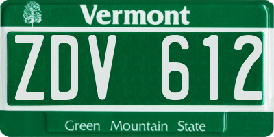 VT license plate ZDV612