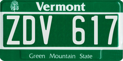 VT license plate ZDV617
