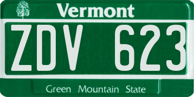 VT license plate ZDV623