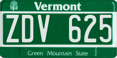 VT license plate ZDV625