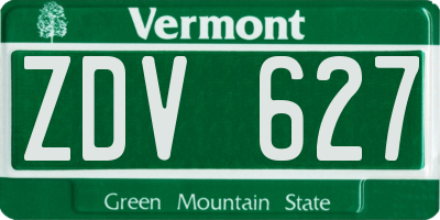 VT license plate ZDV627