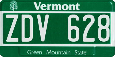 VT license plate ZDV628