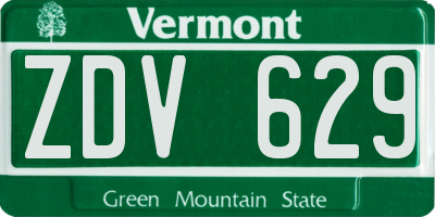 VT license plate ZDV629