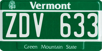 VT license plate ZDV633