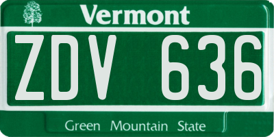 VT license plate ZDV636