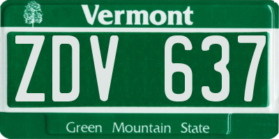VT license plate ZDV637