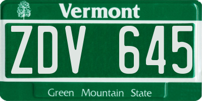 VT license plate ZDV645