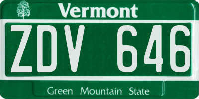 VT license plate ZDV646