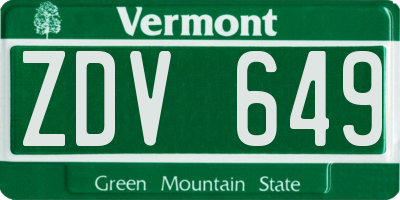 VT license plate ZDV649