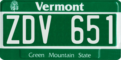 VT license plate ZDV651