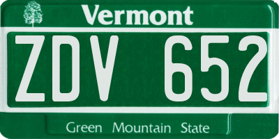 VT license plate ZDV652
