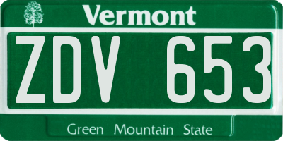 VT license plate ZDV653