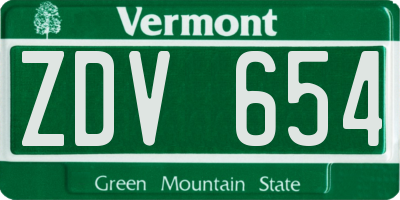 VT license plate ZDV654