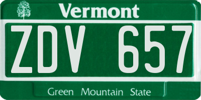 VT license plate ZDV657