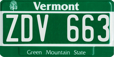 VT license plate ZDV663