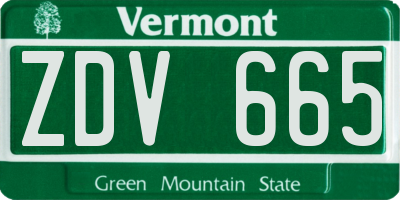 VT license plate ZDV665