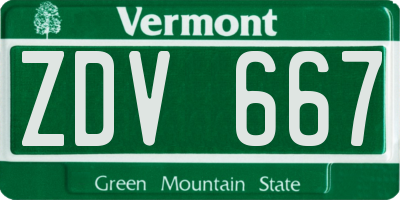 VT license plate ZDV667
