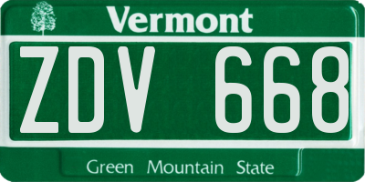 VT license plate ZDV668