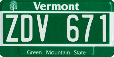 VT license plate ZDV671
