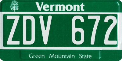 VT license plate ZDV672