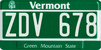 VT license plate ZDV678
