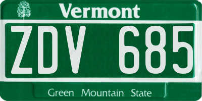 VT license plate ZDV685