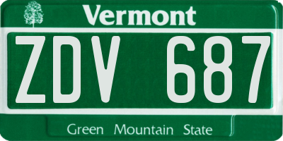 VT license plate ZDV687