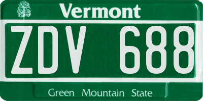 VT license plate ZDV688