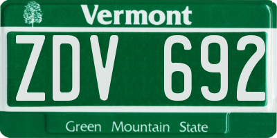 VT license plate ZDV692