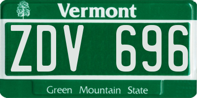 VT license plate ZDV696