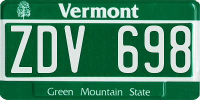 VT license plate ZDV698